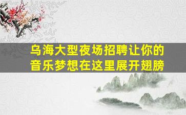乌海大型夜场招聘让你的音乐梦想在这里展开翅膀
